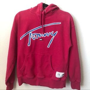 urban outfitters pink tommy hoodie!